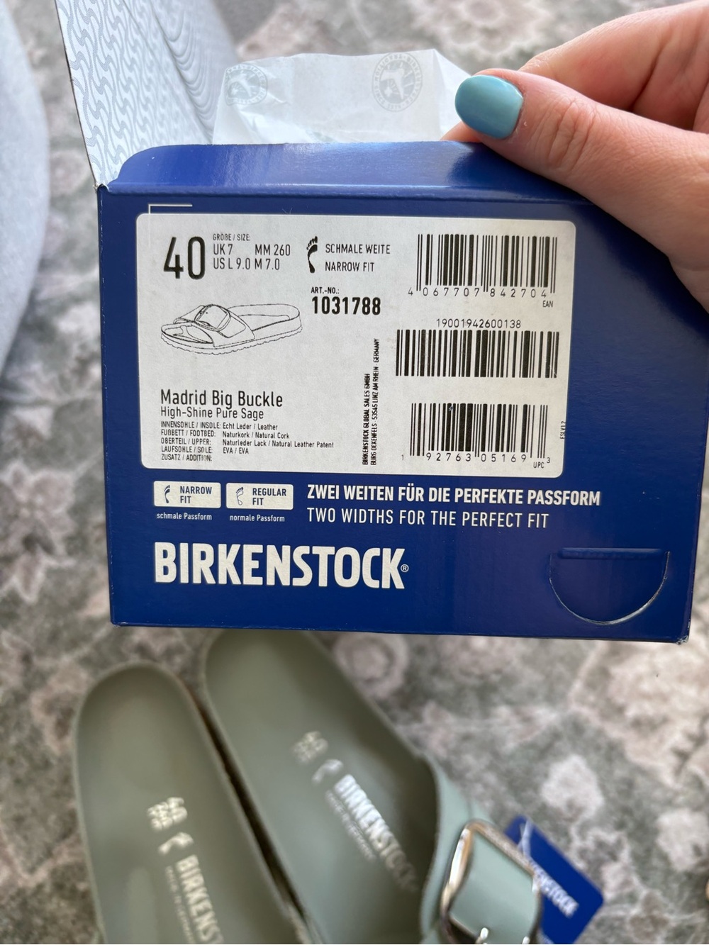 Birkenstock Madrid Big Buckle Slide — High-Shine Sage - Picture 3 of 3